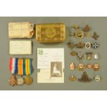 A World War I group of medals to driver J A Pile ASC T-34669, together with a Christmas tin,