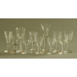 A group of predominantly 19th century drinking glasses of various forms, tallest 16.5 cm (11).