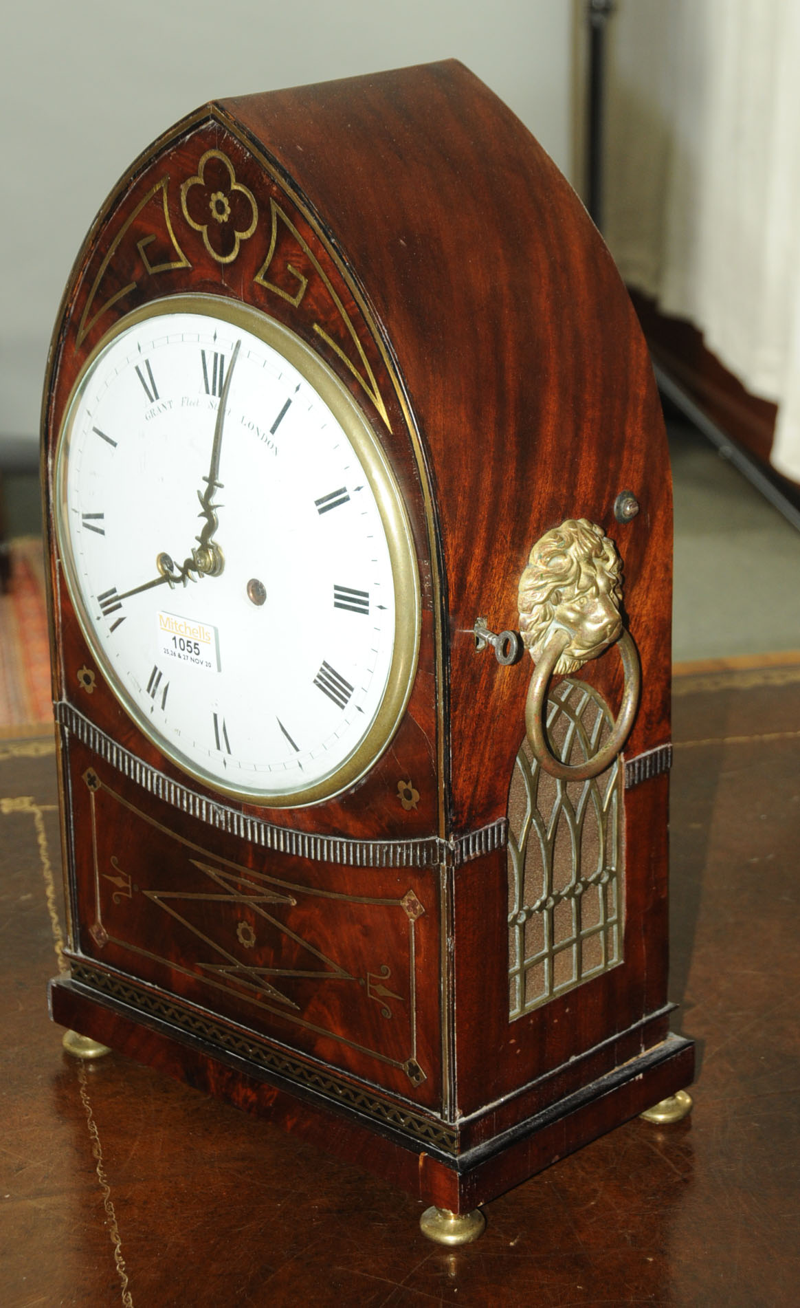 A Regency mahogany brass strung lancet type bracket clock, by Grant Fleet Street London, - Image 3 of 13