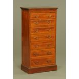 An Edwardian inlaid mahogany tall slim chest of drawers,
