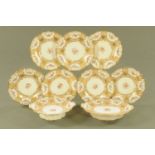 A 19th century handpainted part dessert service, comprising 7 plates and 2 comports,