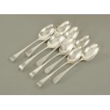 A matched set of eight George III silver tablespoons,