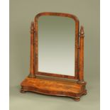 A large Victorian mahogany toilet mirror, with carved capitals, inverted tapering columns,