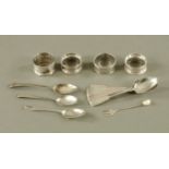A set of six Victorian Newcastle silver teaspoons, 1853, maker Thomas Sewell, three odd spoons,