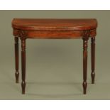 A Regency mahogany turnover top tea table,