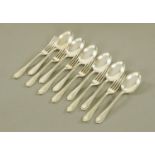 A set of six silver dessert forks and spoons to match, Sheffield 1963,