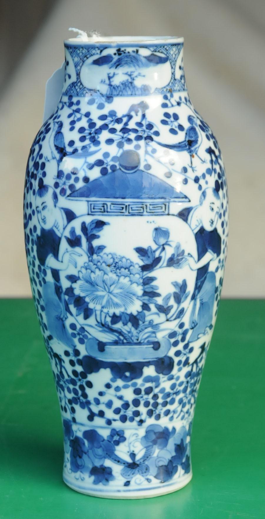 A 19th century Chinese vase, blue and white decorated with figures, four character mark to base. - Image 5 of 9