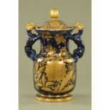 A large 19th century Ironstone lidded vase,