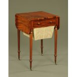 A William IV mahogany and rosewood banded sewing table,