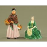 Two royal Doulton figurines "The Orange Lady" HN1759, "A Lady from Williamsburg" HN2228.