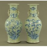 A pair of 19th century Chinese celadon vases,