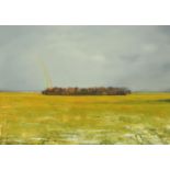 Heather Blanchard, oil on board "Winter Rainbow Eden Valley". 42 cm x 59 cm, framed, signed.