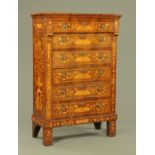 A 19th century Dutch marquetry tall chest of drawers,