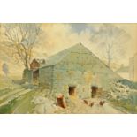 Allan Smith, watercolour, "Nettleslack Barn, Ulverston". 33 cm x 49 cm.