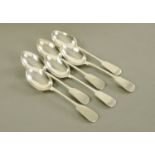 A set of six Glasgow silver dessert spoons by Robert Gray & Son, 1833. 232 grams.