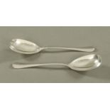 A pair of silver salad servers, Sheffield 1933, maker Cooper Brothers & Sons Ltd, 180 grams.