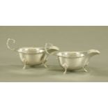 A pair of Birmingham silver sauce boats 1938 maker Adie Brothers Ltd, 196 grams.