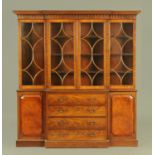A mahogany breakfront bookcase,