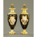 A pair of Coalport landscape handpainted vases, "Hawthornden" and "Loch Garry",