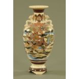 A large Satsuma earthenware vase, decorated with warriors. Height 48 cm.