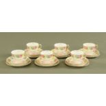 A Colclough tea service, 6 cups, 6 saucers and 6 plates, all decorated with roses.