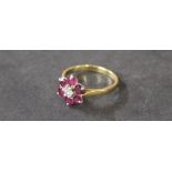 An 18 ct gold platinum set ruby and diam