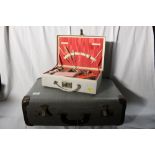 A vintage hard card suitcase of traditio