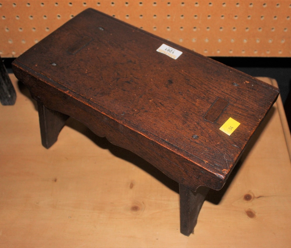 An Antique oak form or crotchet stool of - Image 2 of 5