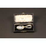 A 1930's silver feeding spoon, cased, Sh