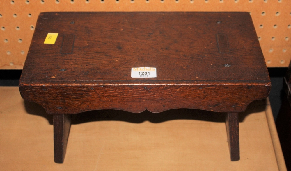 An Antique oak form or crotchet stool of - Image 5 of 5