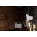 A turned beech wood standard lamp, with