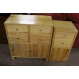 Three modern light oak chests of drawers