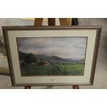 Pat Johnson, Lakeland farm scene, pastel