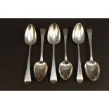 Six George III silver tablespoons, Old E