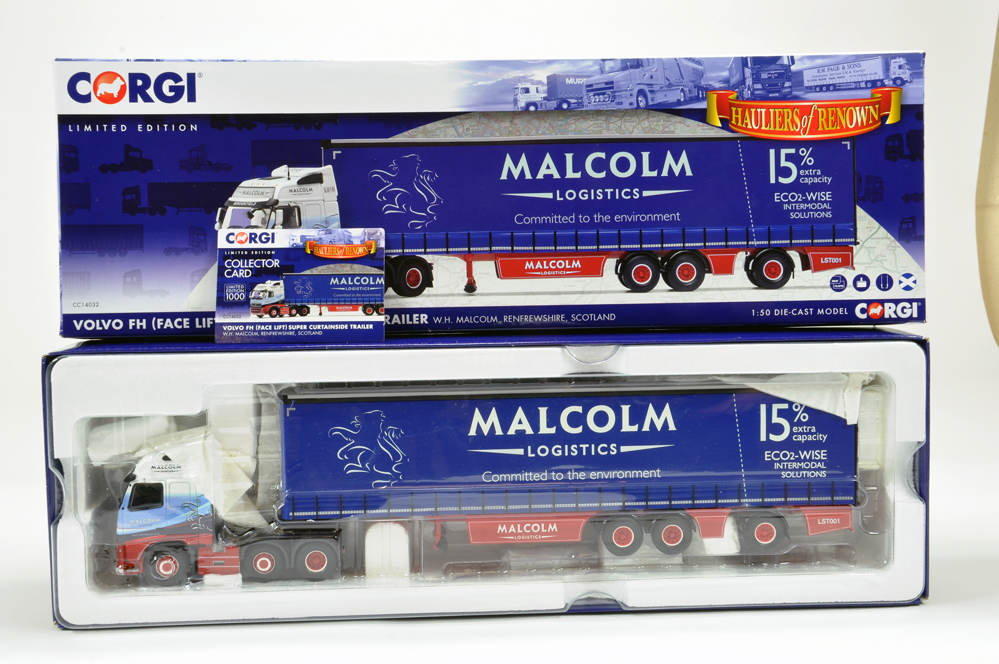 Corgi Diecast Truck Issue comprising No. CC14032 Volvo FH Face Lift Super Curtainside in livery of