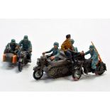 Britains Figure group comprising German BMW Motorcycle with Sidecar plus Kettenkrad. Fair to