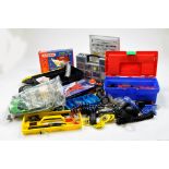 A large quantity of Meccano components, tools, parts and accessories partly contained in toolboxes