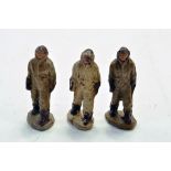 Trio of composition second World war pilot figures. No maker stamp. Interesting group.