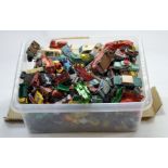 A very large assortment of mainly Playworn Diecast issue toys. Various makers, Dinky, Corgi,