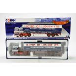 Corgi 1/50 diecast truck issue comprising No. CC15306 Scania 111 Tilt Trailer in livery of Lloyds.