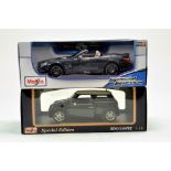 Maisto 1/18 diecast issues comprising Mini Cooper plus Mercedes SL65. Excellent to Near Mint in