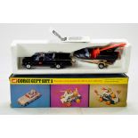 Corgi No. GS3 Batmobile & Batboat on Trailer Set. Comprising Batmobile, complete with purple