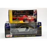 Maisto 1/18 diecast issues comprising Audi R8 plus Ferrari Michael Schumacher issue. Excellent to