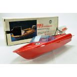 Monteleone Large Plastic Battery Operated Piper Fuoribordo Speed Boat. Excellent in box.