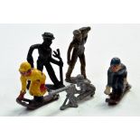 Cast american Barclay etc figure group comprising interesting issues including Manoil Ski issues