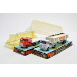Dinky No. 945 AEC Fuel Tanker Esso (faded tank decals) plus No. 915 AEC with Flat Trailer. Generally