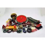 A large quantity of Meccano components, tools, parts and accessories. Various colour combinations in