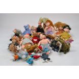 Large group of TY Issue Beanie Baby type Plush Toys in addition to Mcdonalds Wombles, Smurfs etc