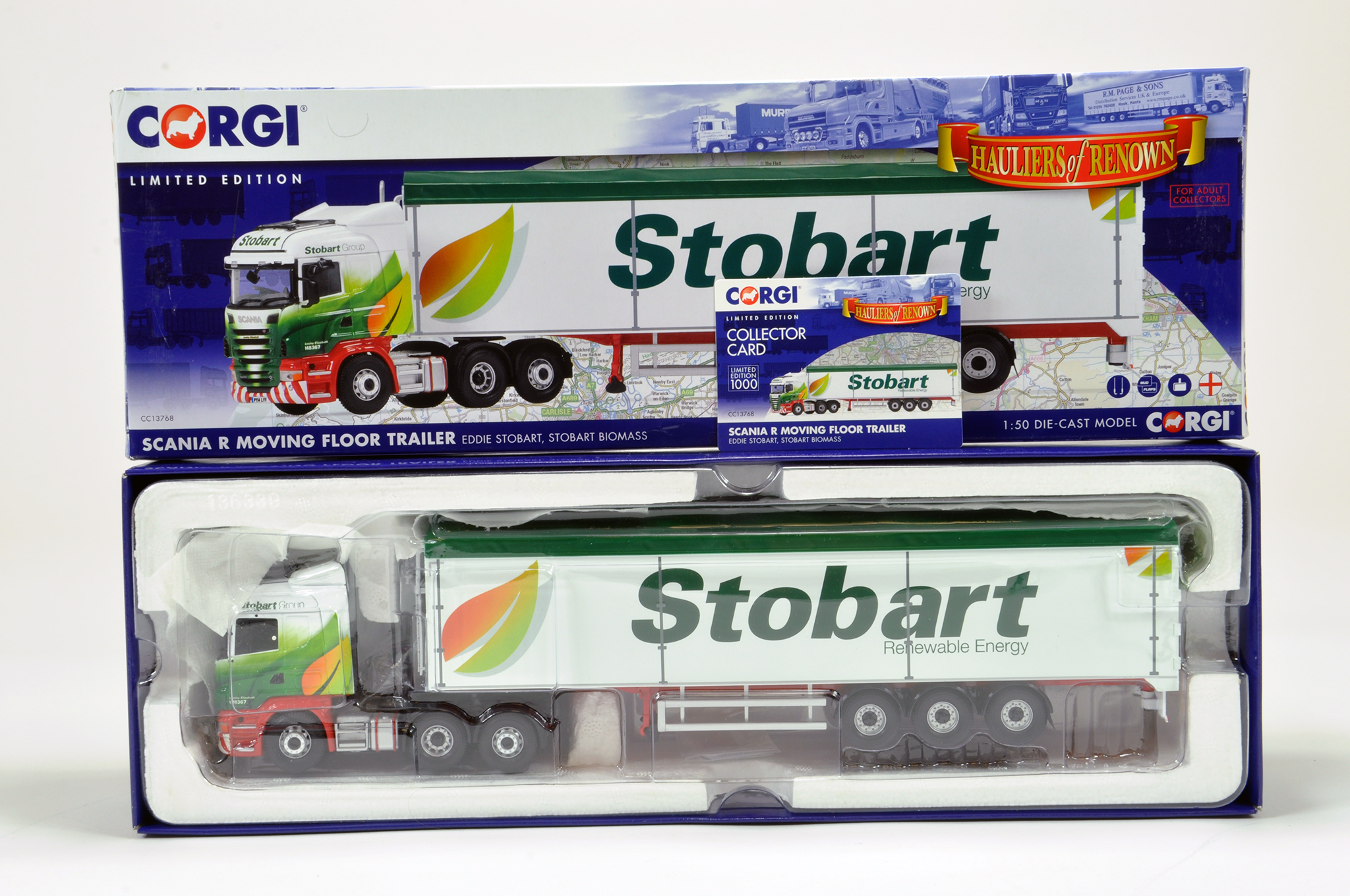 Corgi Diecast Truck Issue comprising No. CC13768 Scania R Moving Floor Trailer in livery of Eddie