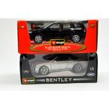 Burago 1/18 diecast issues comprising Bentley Continental plus Volkswagen Touareg V10. Excellent